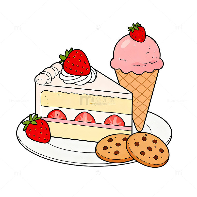 甜点卡通美食插画