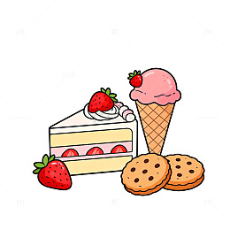 卡通甜品美食插画设计素材