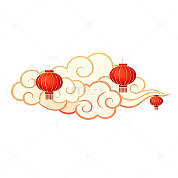 中国风红灯笼祥云图案装饰元素