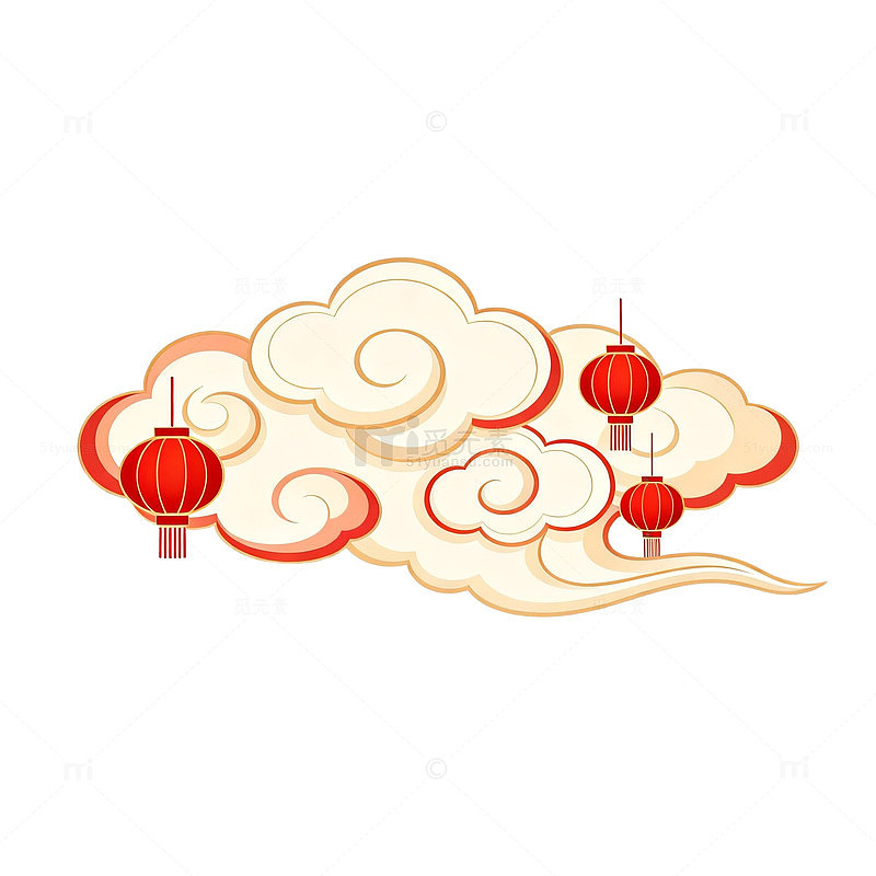 中国风祥云红灯笼图案