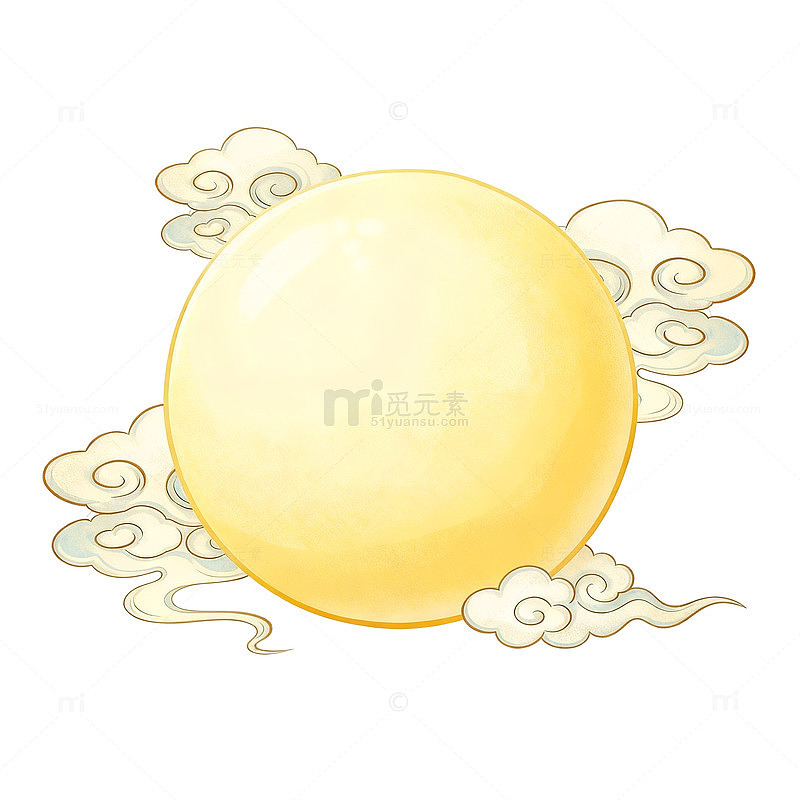 中国传统月亮祥云图案插画