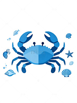 海洋风蓝色螃蟹插画