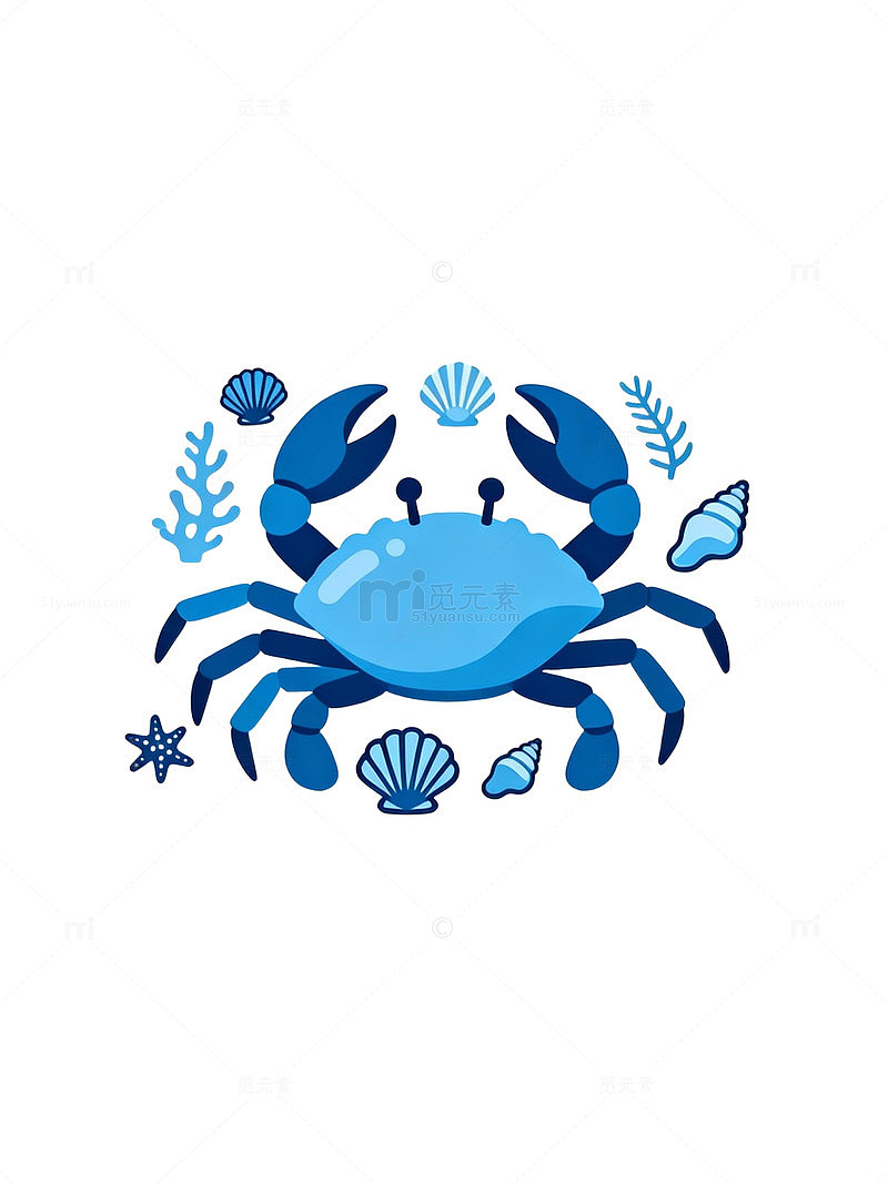海洋风蓝色螃蟹插画