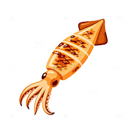 卡通海鲜美食插画鱿鱼设计素材