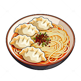 卡通风格面食插画设计素材