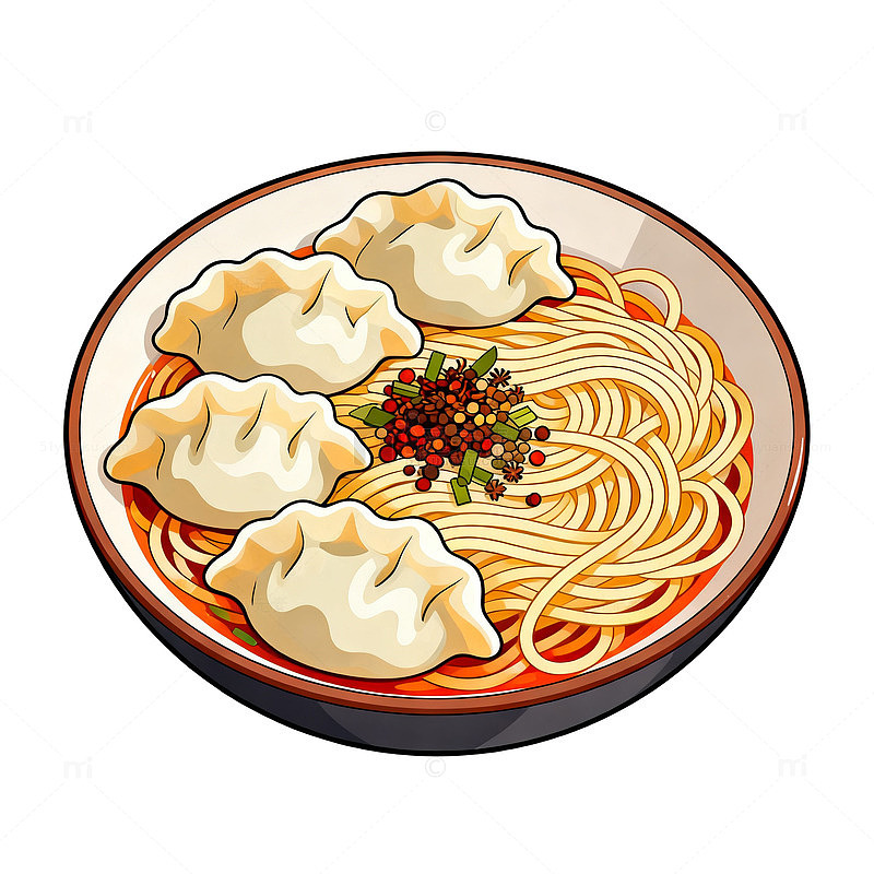 卡通风格面食插画设计素材