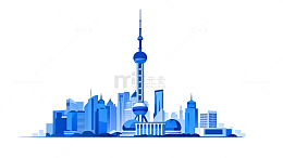 上海城市天际线插画