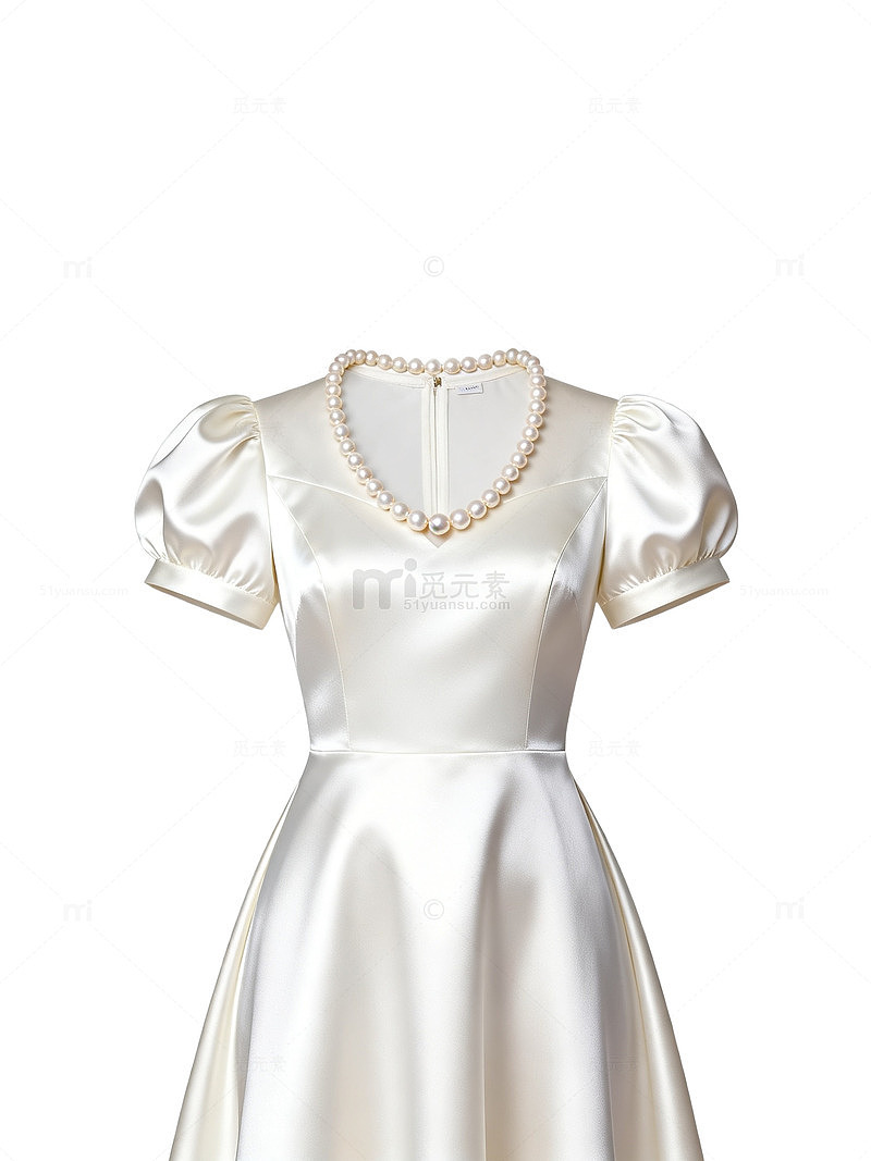 优雅白色缎面礼服设计图