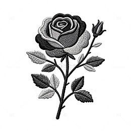 刺绣风格玫瑰花图案设计素材