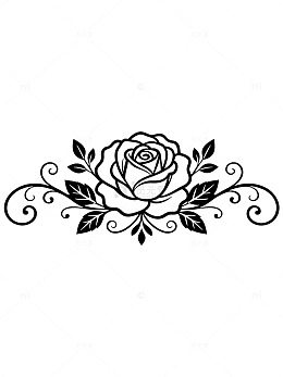 简约黑白玫瑰花纹身贴纸