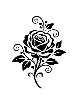黑白玫瑰花纹身图案