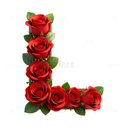 玫瑰花字母L设计图案