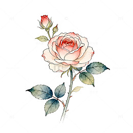 水彩淡雅玫瑰插画设计素材