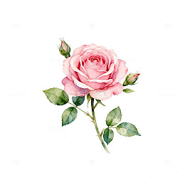 粉色玫瑰水彩插画设计素材