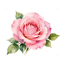 水彩粉红玫瑰插画