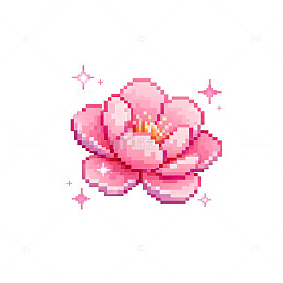 像素风粉色花朵插画