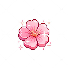 像素风格樱花图标设计元素