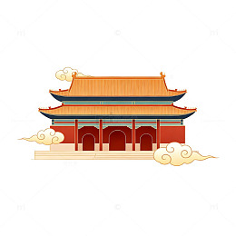 传统中国风古建筑插画