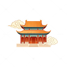 传统中式建筑插画