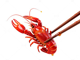 鲜艳龙虾筷子美食