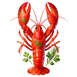 鲜艳龙虾美食插画