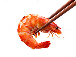 筷子夹虾美食插画
