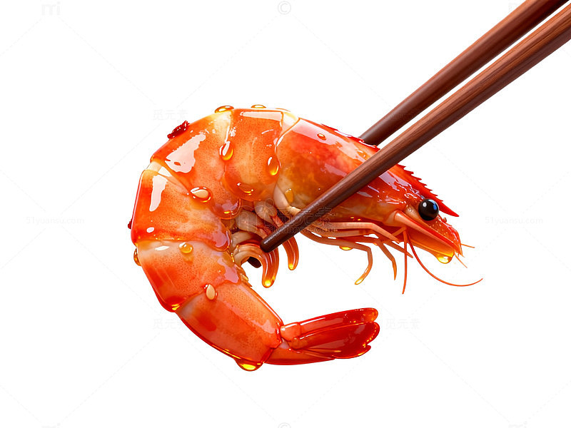 筷子夹虾美食插画