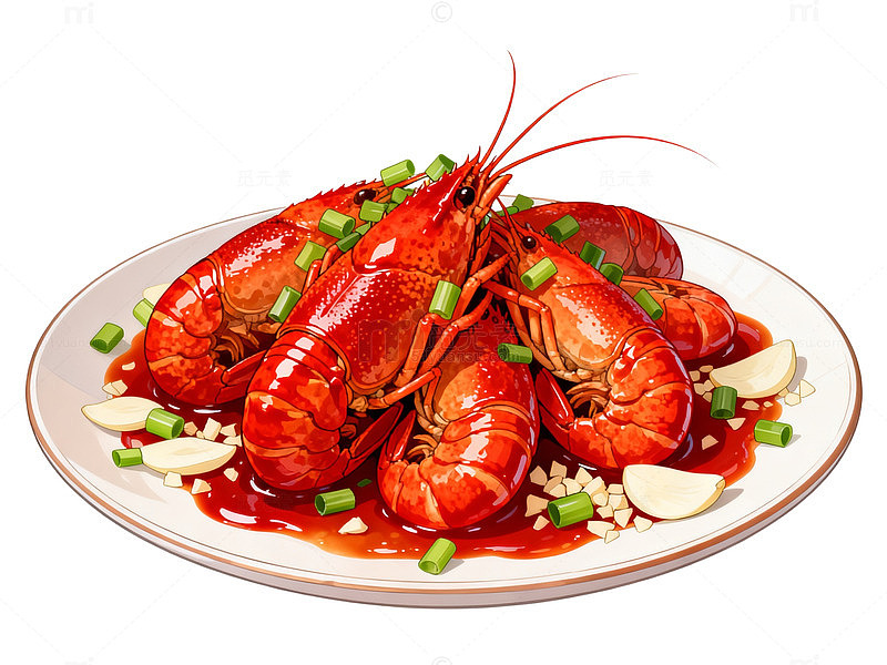 美味红烧小龙虾插画