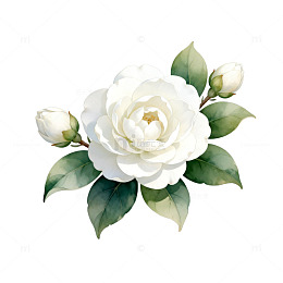 优雅白茶花手绘插画