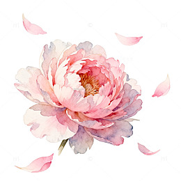 水彩粉色牡丹花卉插画设计素材