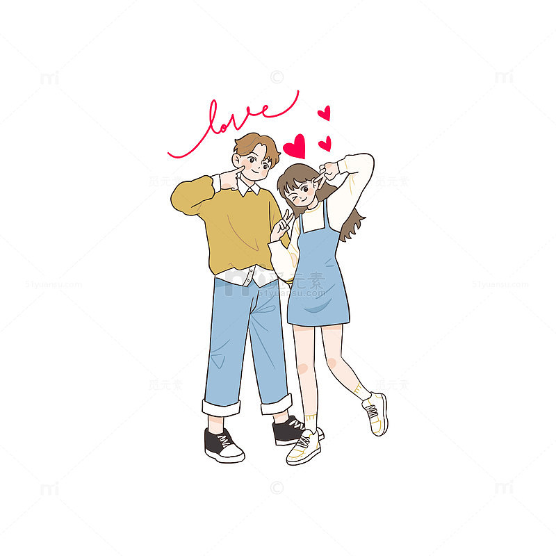 可爱卡通情侣插画