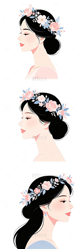 温柔女神简约扁平元素