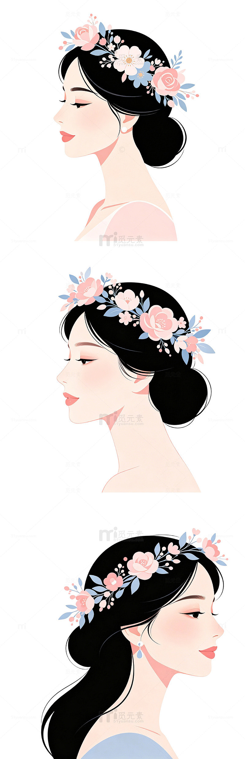 温柔女神简约扁平元素