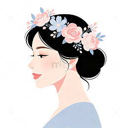 温柔女神简约扁平
