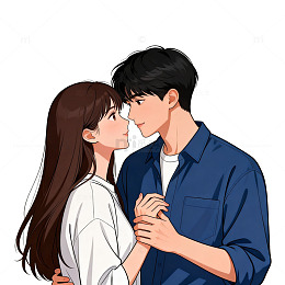 浪漫情侣插画素材
