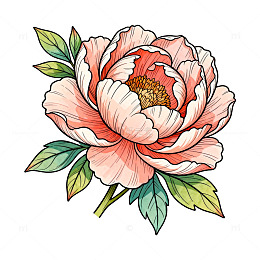 工笔画风格花卉插画