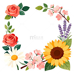 花卉边框装饰插画设计素材