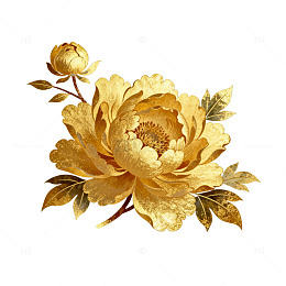 金色牡丹花插画素材