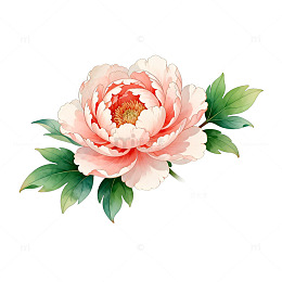 水彩牡丹花卉插画设计素材