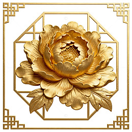 金色牡丹花立体装饰画