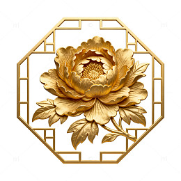 金色牡丹花纹装饰图案
