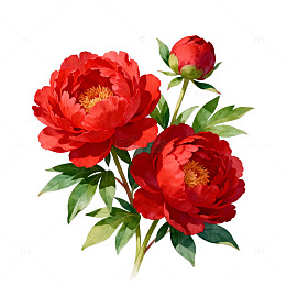 红花芍药插画设计素材