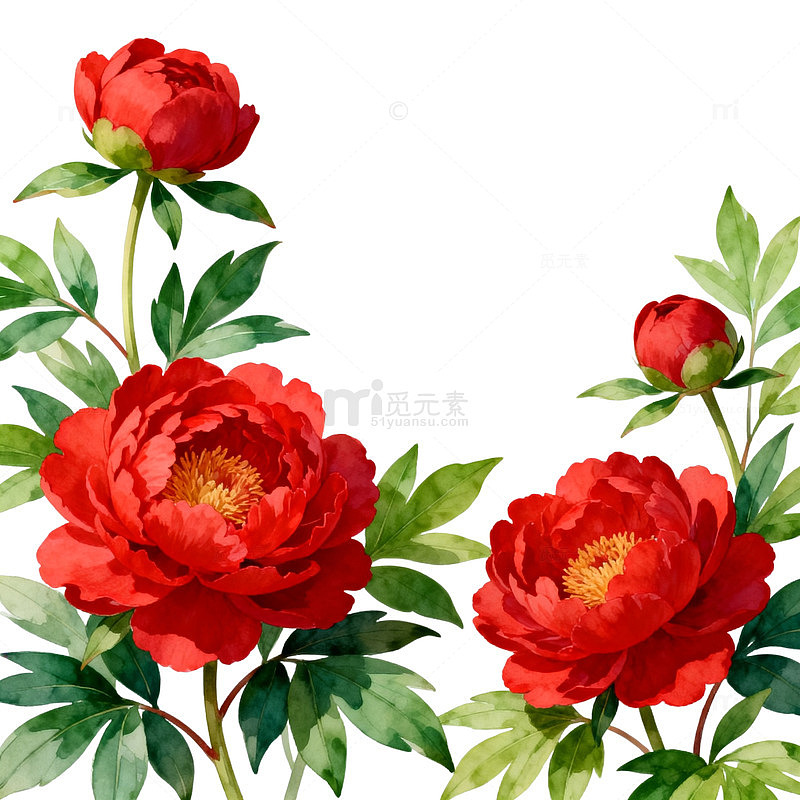 牡丹花插画设计素材