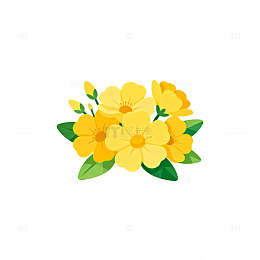 清新黄色花卉插画装饰图案