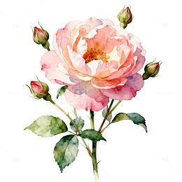 水彩玫瑰花卉插画设计素材