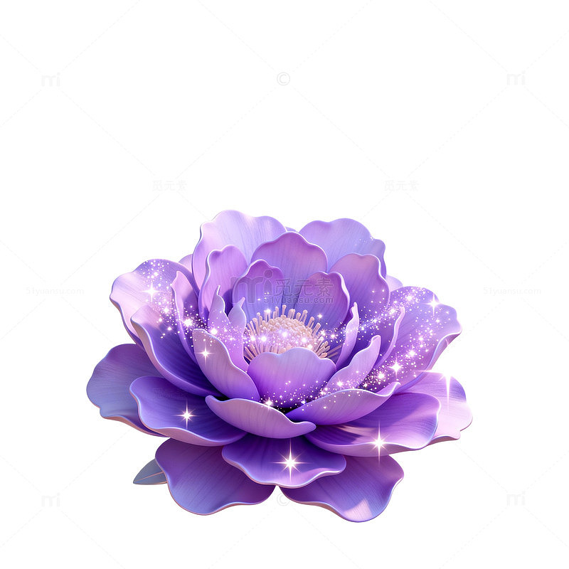 梦幻紫色花卉插画装饰元素