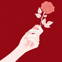 女生手持玫瑰花