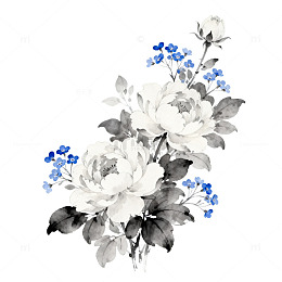 水墨花卉插画设计素材