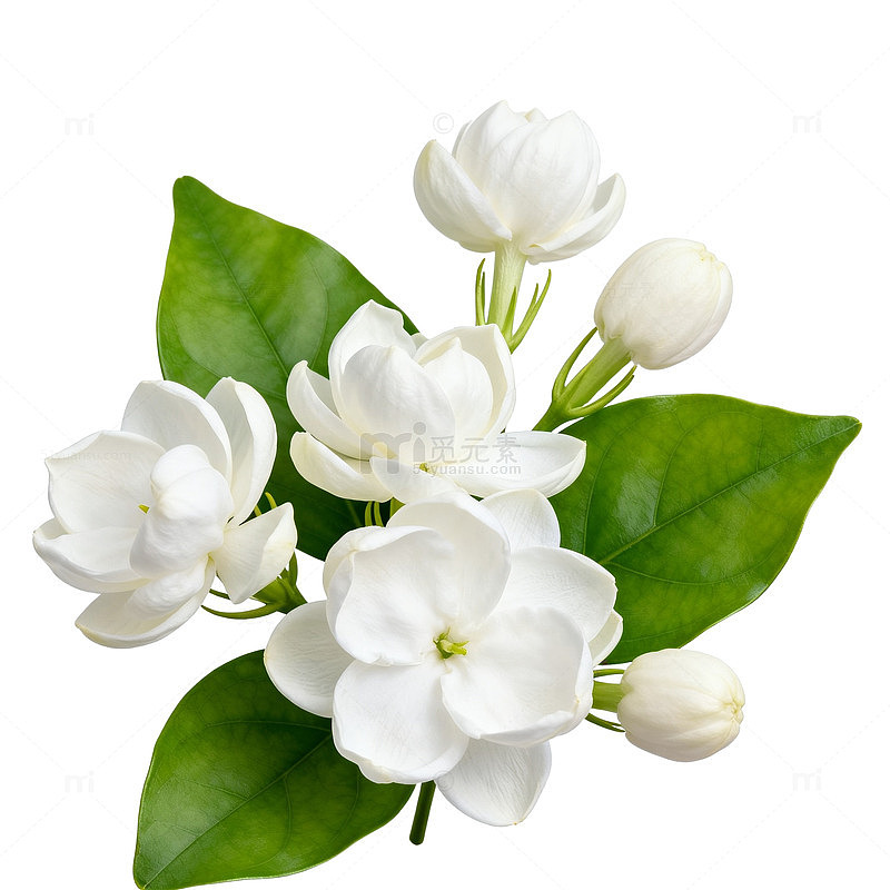 清新茉莉花束插画设计素材