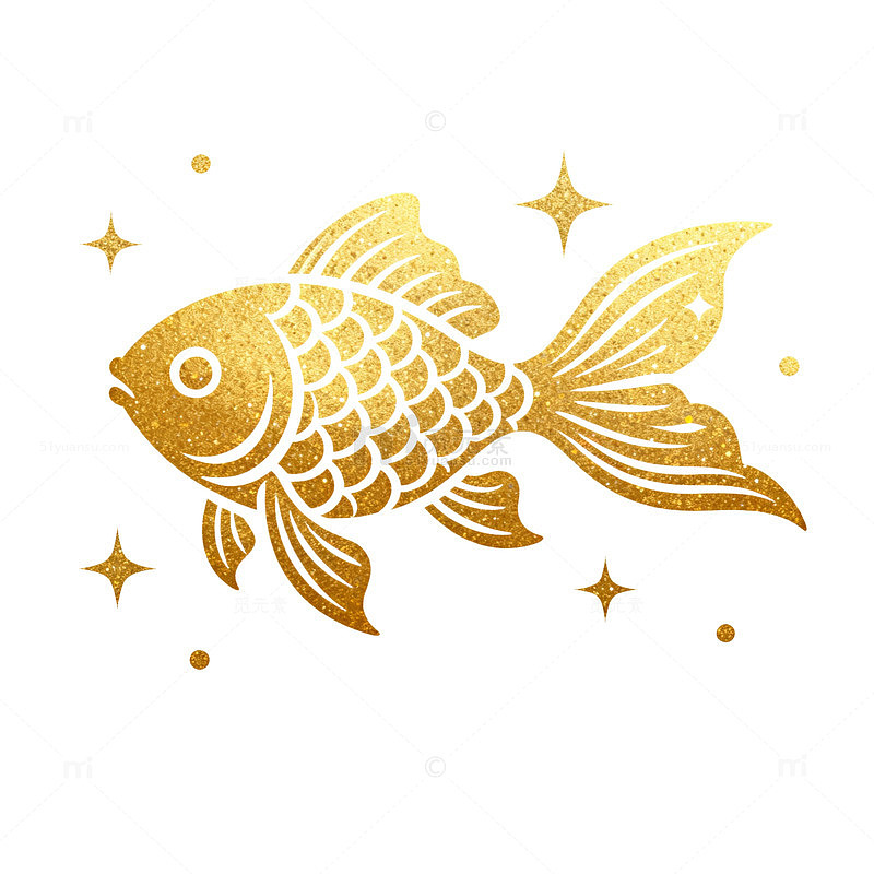 金色金鱼梦幻插画